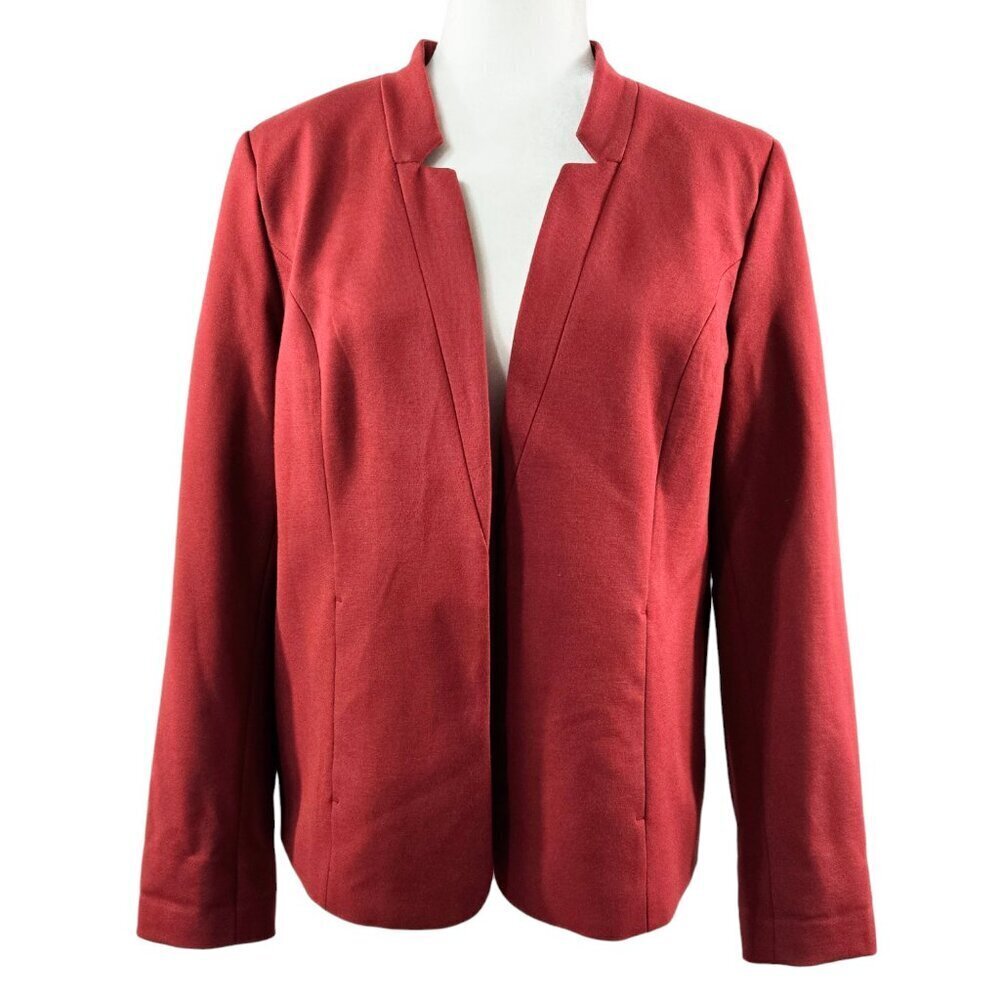 41 Hawthorn Stella Brick Red Notched Collar Ponte Blazer Capsule Office